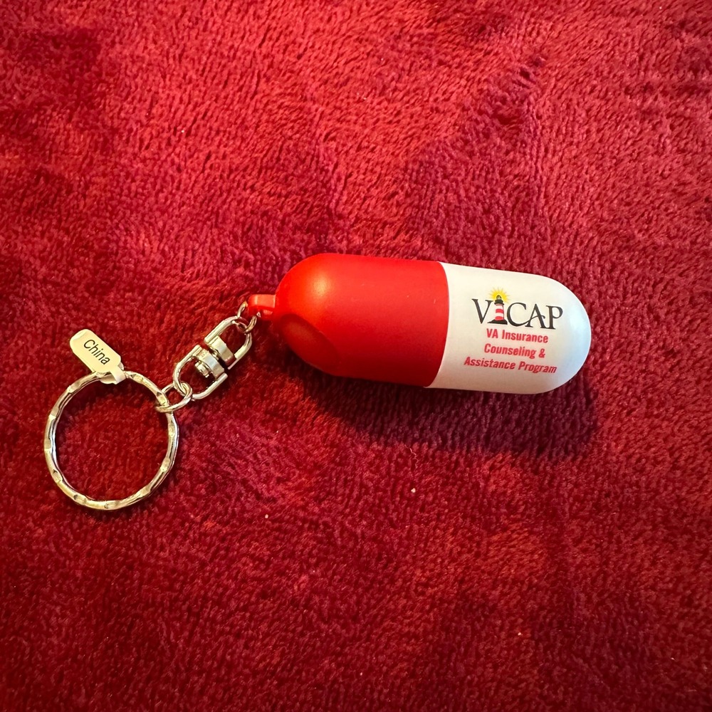 VICAP VA Insurance Counseling Assistance Program Pill Capsule Keychain Red White
